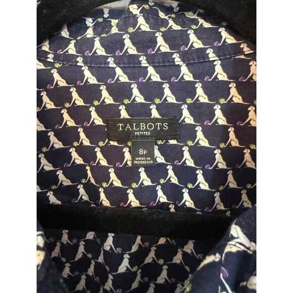 Talbots dog novelty print size 8P cotton button up - Picture 5 of 5